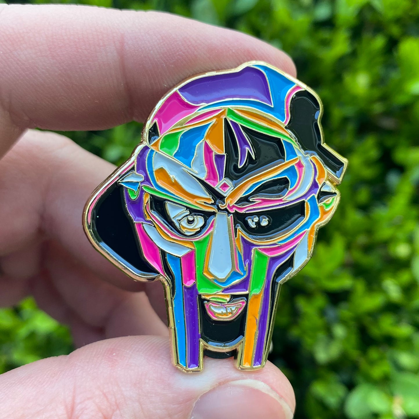 MF DOOM - Pop Art Style Enamel Pin - 1 3/4” ALL CAPS