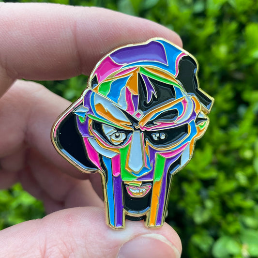 MF DOOM - Pop Art Style Enamel Pin - 1 3/4” ALL CAPS